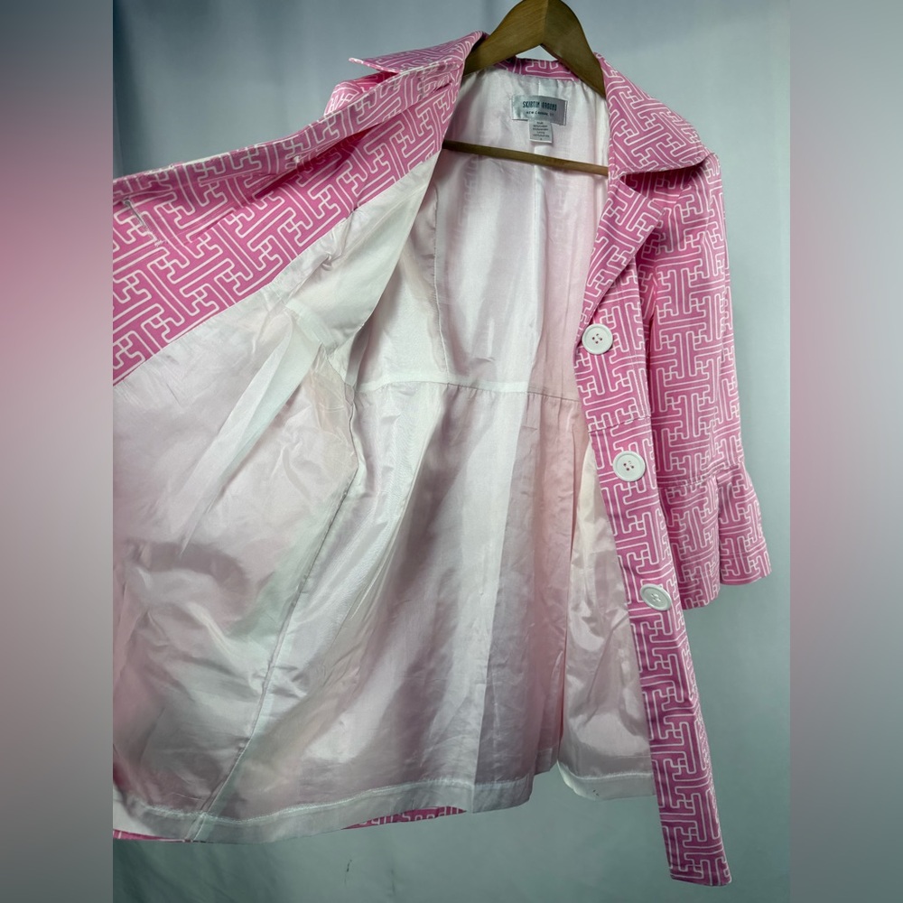 Skirtin Around 3/4 Sleeve Geometric Print Fit & Flare‎ Jacket in Pink White Sz 6 - Picture 6 of 6